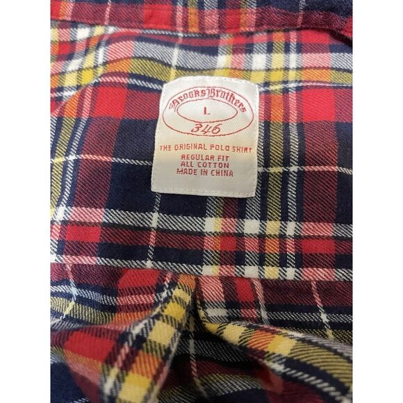 Brooks Brothers Shirt Mens Large Red Plaid Flannel Tartan Outdoor Camp - Picture 3 of 8